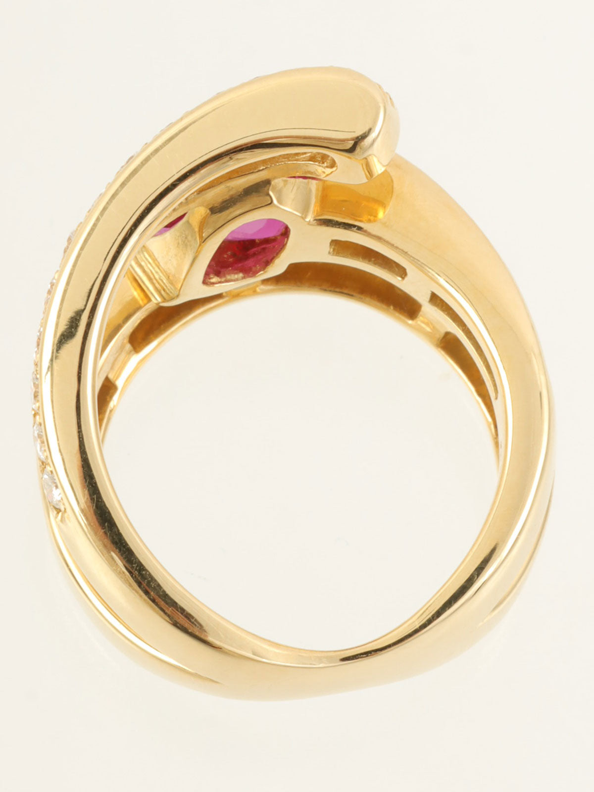 18K Ruby Diamond Ring #52 Gold/Cherry Red
