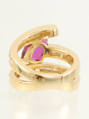 18K Gold/Cherry Red Ruby and Diamond Ring