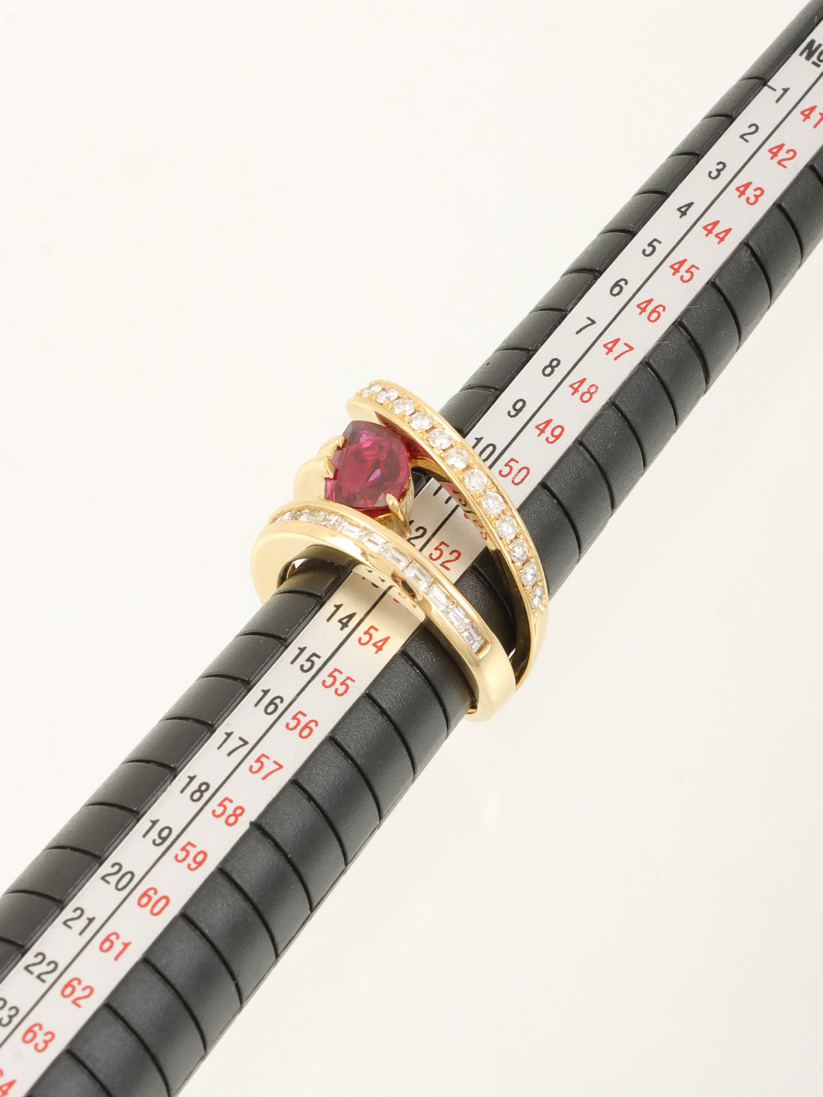 18K Gold/Cherry Red Ruby and Diamond Ring