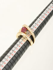 18K Gold/Cherry Red Ruby and Diamond Ring