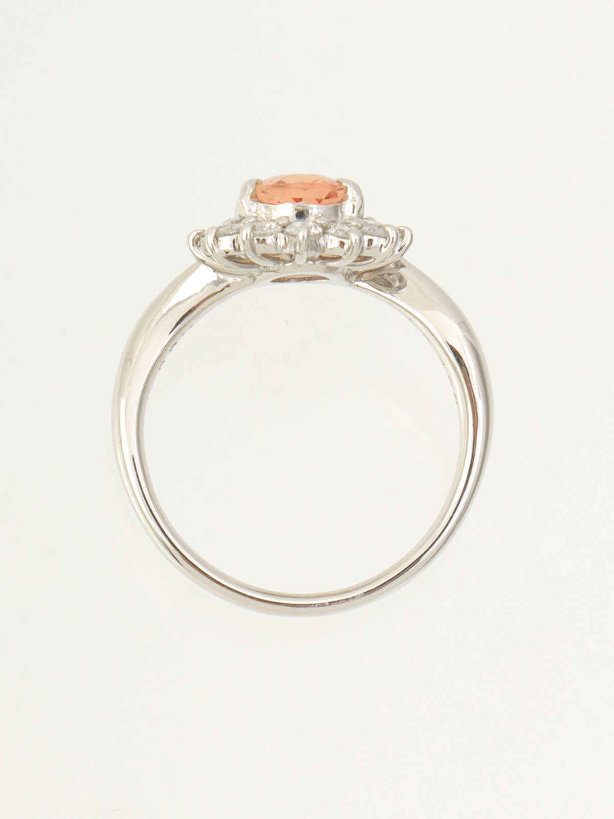 Platinum Topaz Diamond Ring #53 Silver/Orange
