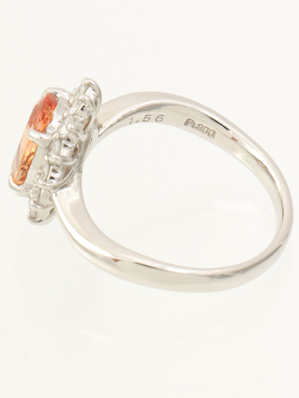 Platinum Topaz Diamond Ring #53 Silver/Orange