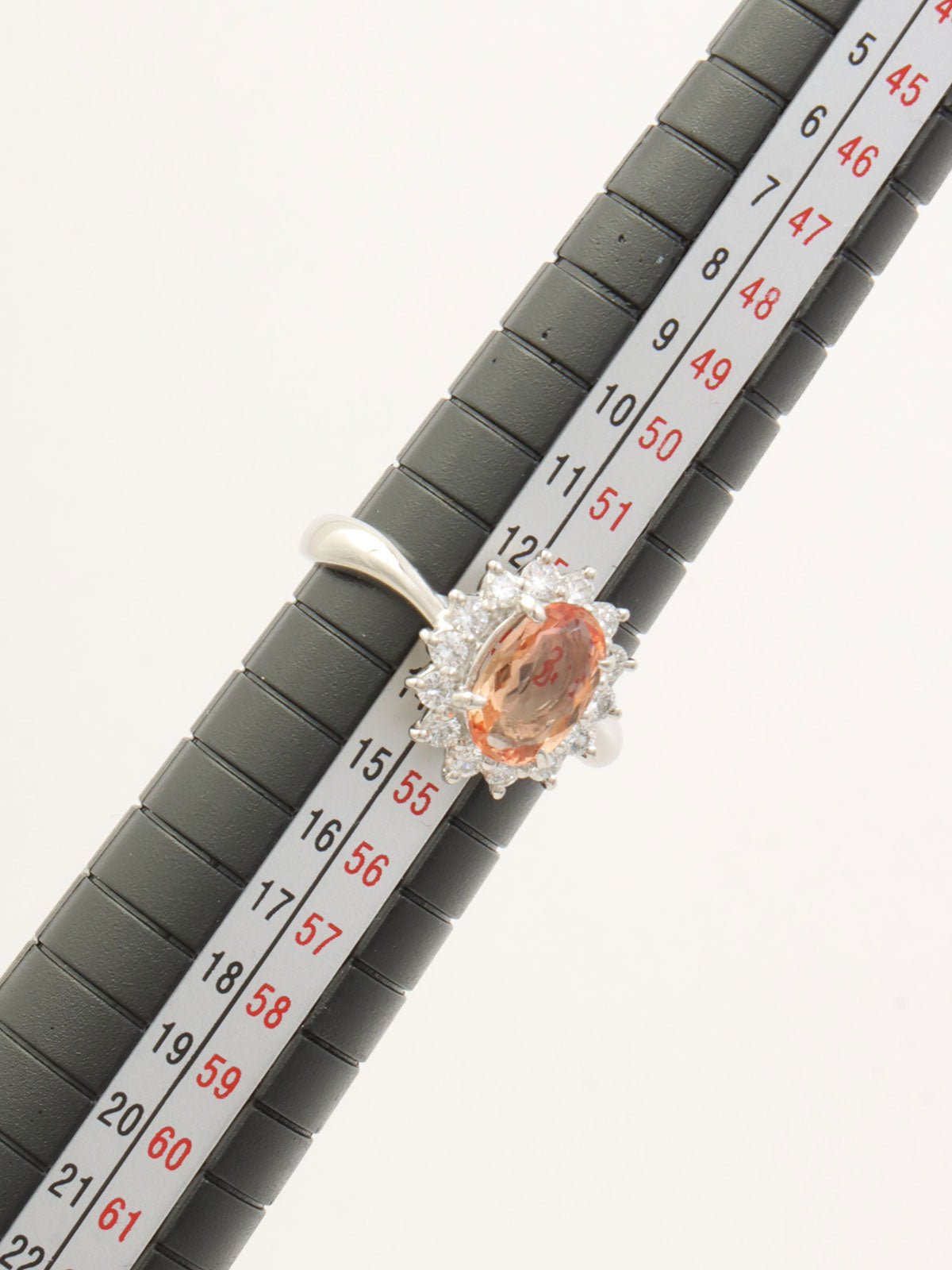 Platinum Topaz Diamond Ring #53 Silver/Orange