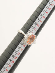 Platinum Topaz Diamond Ring #53 Silver/Orange