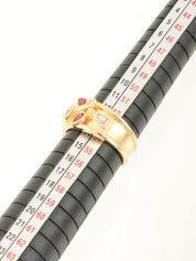 18K Gold/Red Ruby and Diamond Design Ring