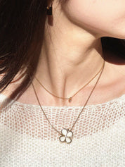 18K金镶钻四叶草图案项链