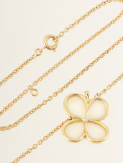 18Kダイヤモンドクローバーモチーフネックレス ゴールド