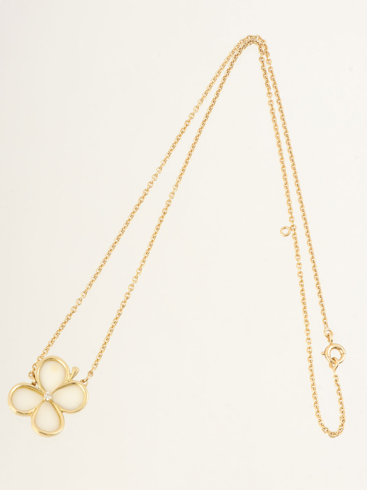 18Kダイヤモンドクローバーモチーフネックレス ゴールド