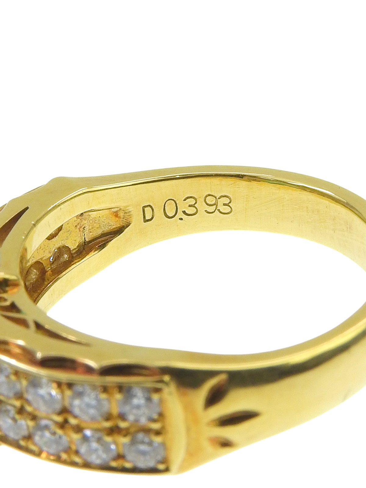 18K金镶钻祖母绿心形戒指/绿色