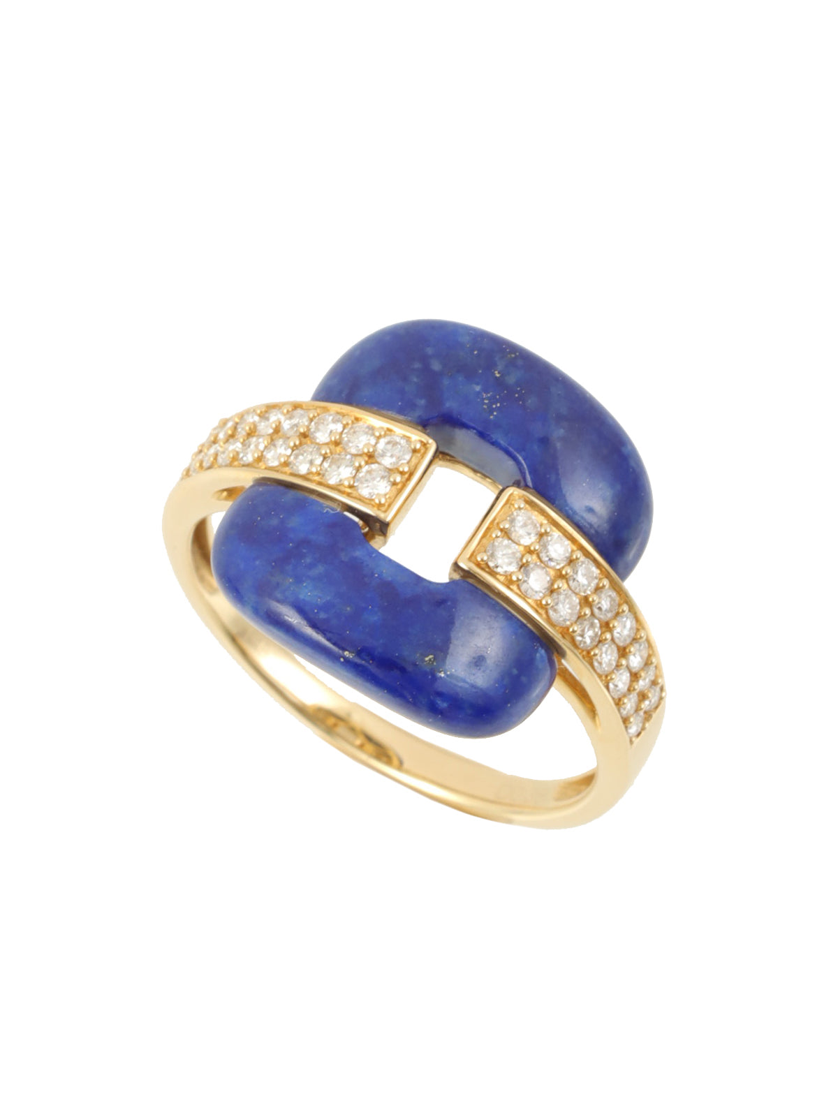 18K Gold/Blue Lapis Lazuli Diamond Ring