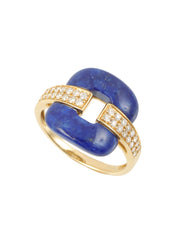18K Gold/Blue Lapis Lazuli Diamond Ring