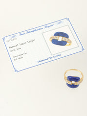 18K Gold/Blue Lapis Lazuli Diamond Ring