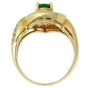 18K Emerald Diamond Teardrop Ring #56 Gold/Green