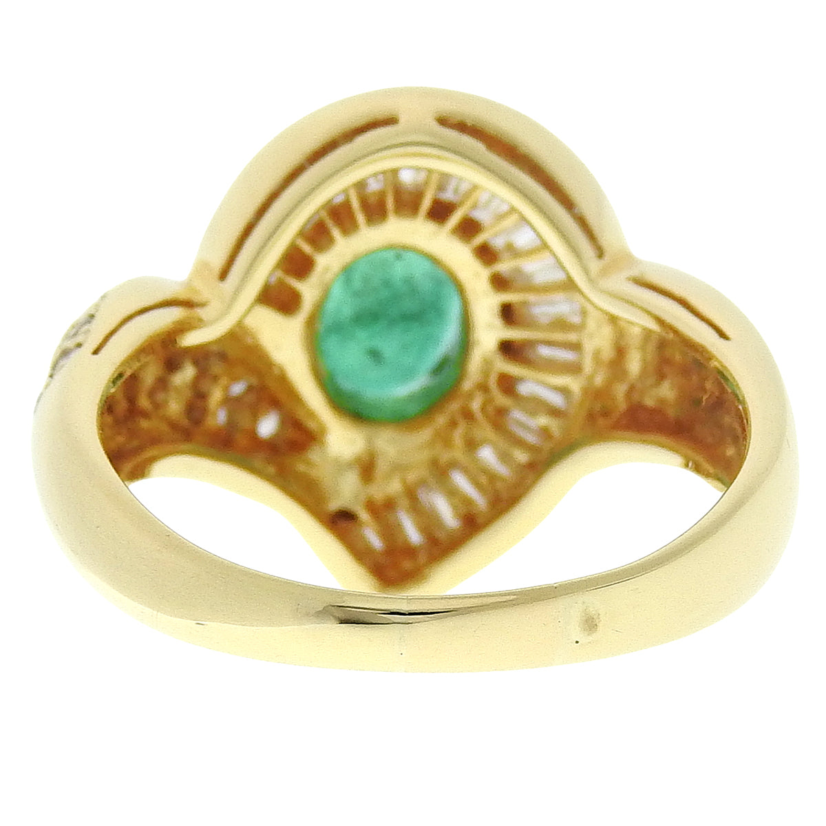 18K Emerald Diamond Teardrop Ring #56 Gold/Green