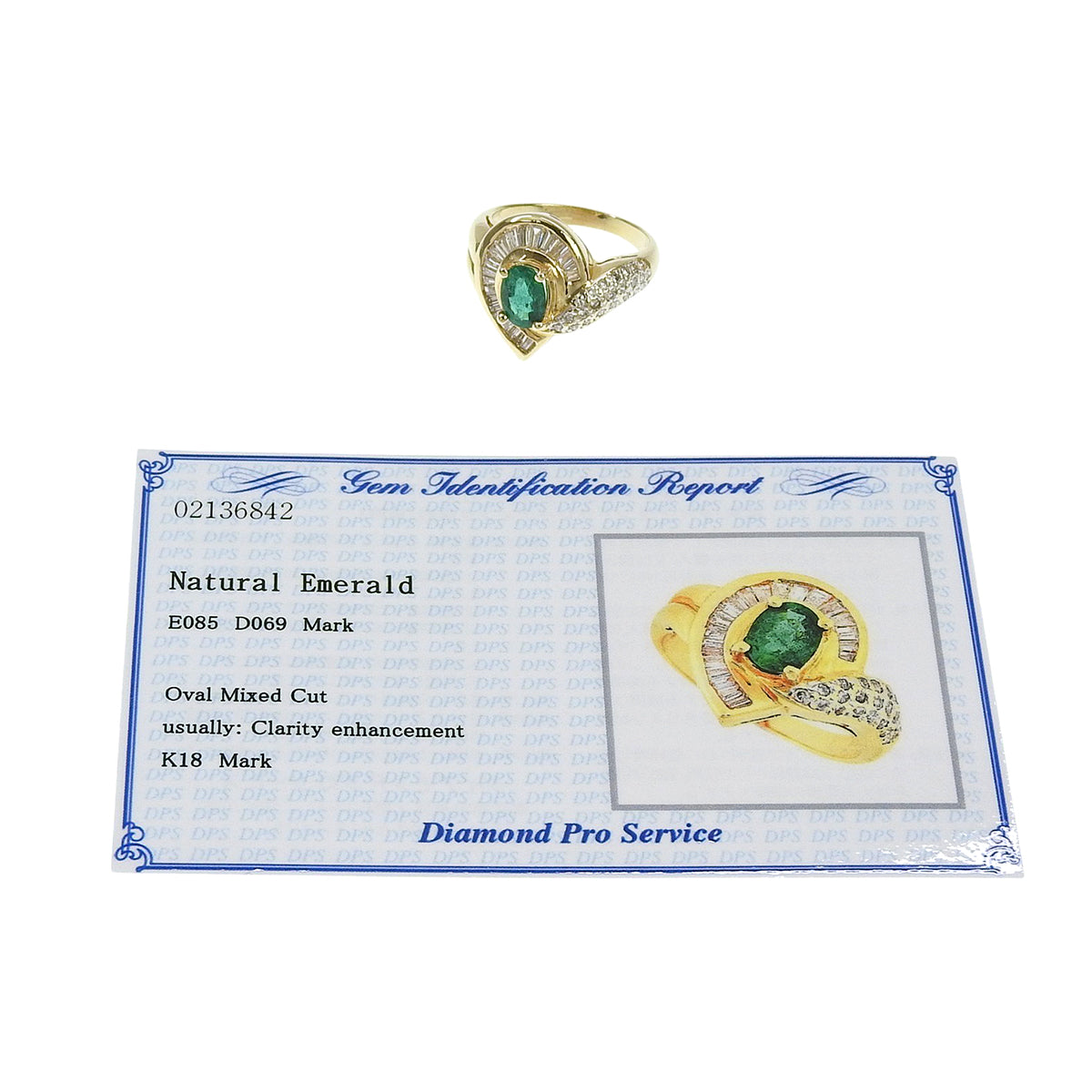 18K Emerald Diamond Teardrop Ring #56 Gold/Green