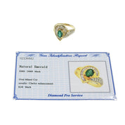 18K Emerald Diamond Teardrop Ring #56 Gold/Green