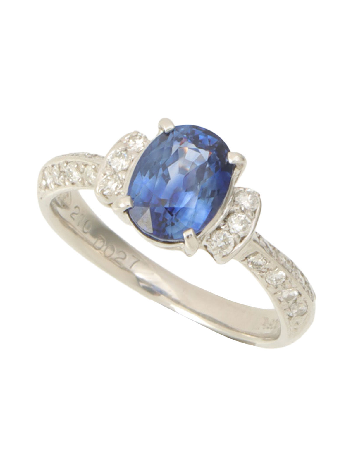 Pt900サファイアダイヤモンドデザインリング#53 シルバー/ブルー