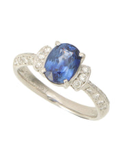Pt900サファイアダイヤモンドデザインリング#53 シルバー/ブルー