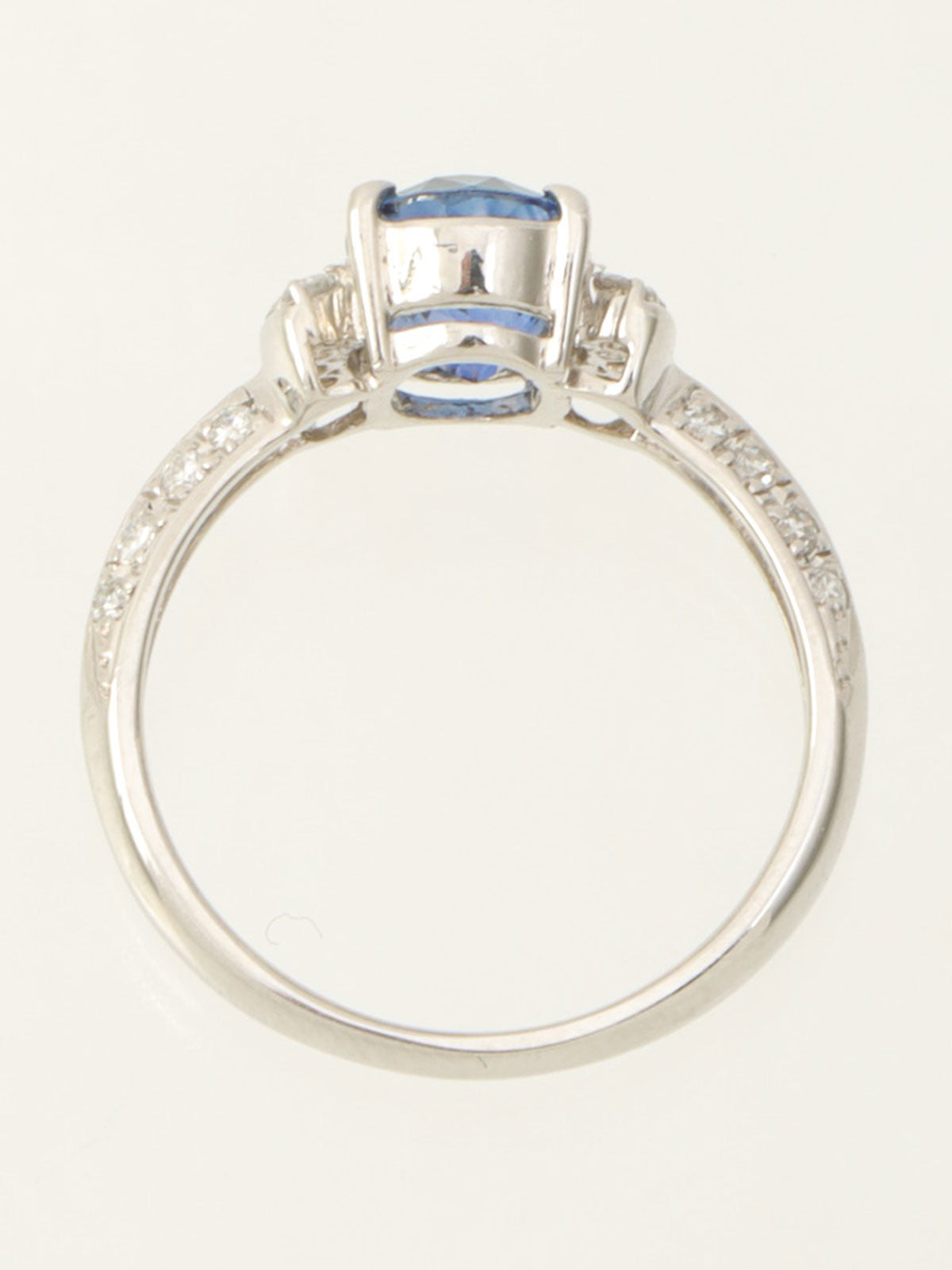 Pt900サファイアダイヤモンドデザインリング#53 シルバー/ブルー