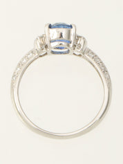 Pt900サファイアダイヤモンドデザインリング#53 シルバー/ブルー