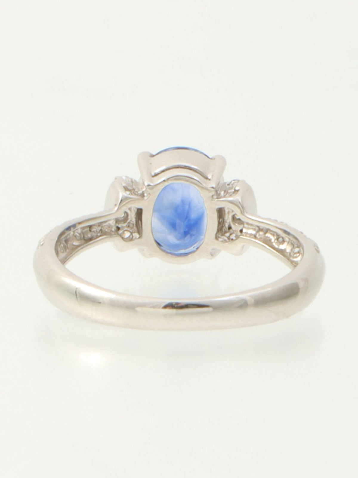 Pt900サファイアダイヤモンドデザインリング#53 シルバー/ブルー