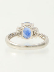 Pt900サファイアダイヤモンドデザインリング#53 シルバー/ブルー