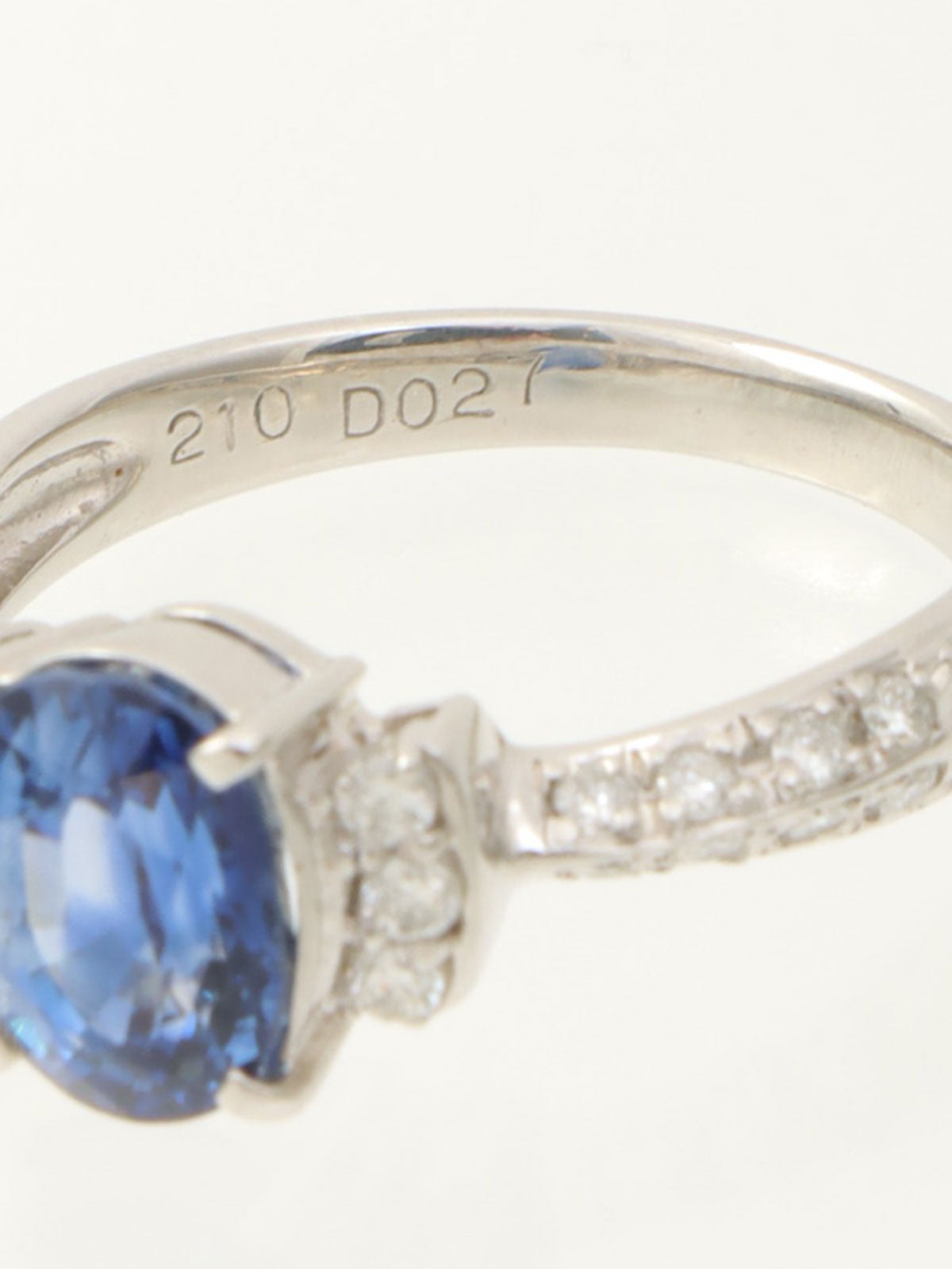 Pt900サファイアダイヤモンドデザインリング#53 シルバー/ブルー