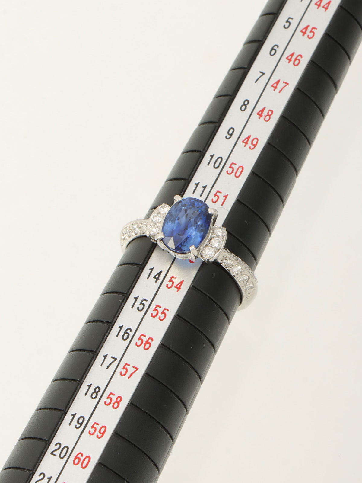 Pt900サファイアダイヤモンドデザインリング#53 シルバー/ブルー