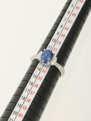 Pt900サファイアダイヤモンドデザインリング#53 シルバー/ブルー