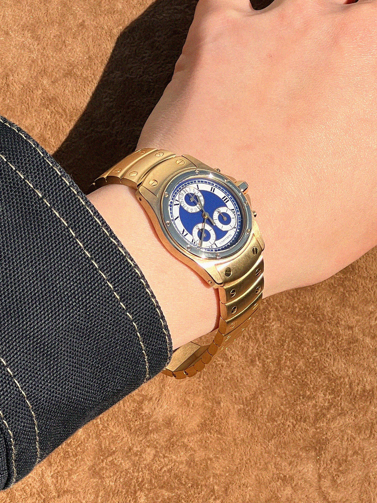 18K Santos Cougar MM Gold/Blue