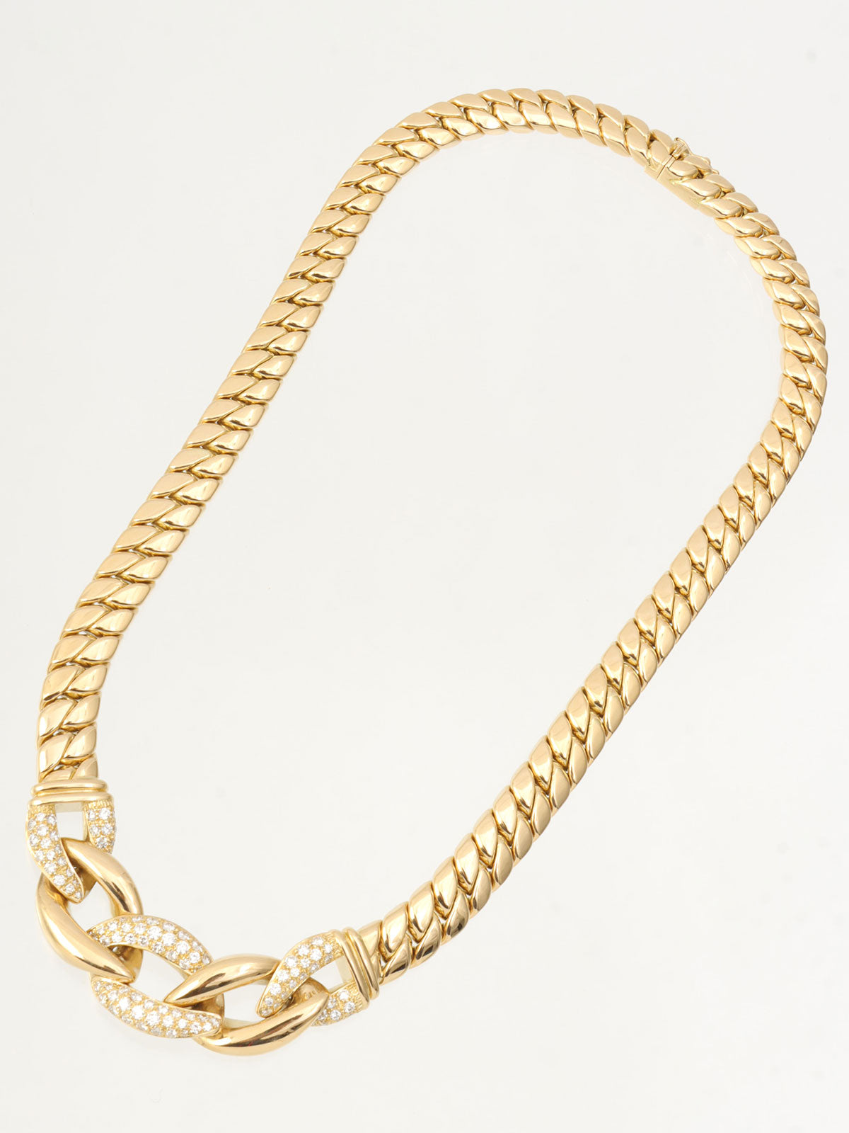 18K Diamond Chain Motif Necklace Gold