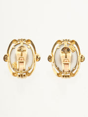 Ilias Laurnis 18K Ruby Diamond Oval Design Earrings Gold/Cherry Red