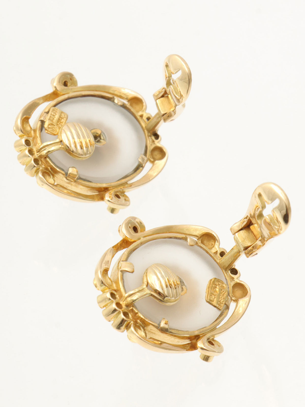 Ilias Laurnis 18K Ruby Diamond Oval Design Earrings Gold/Cherry Red