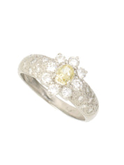 プラチナダイヤモンドフラワーモチーフリング シルバー/イエロー #13