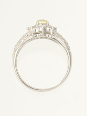 プラチナダイヤモンドフラワーモチーフリング シルバー/イエロー #13