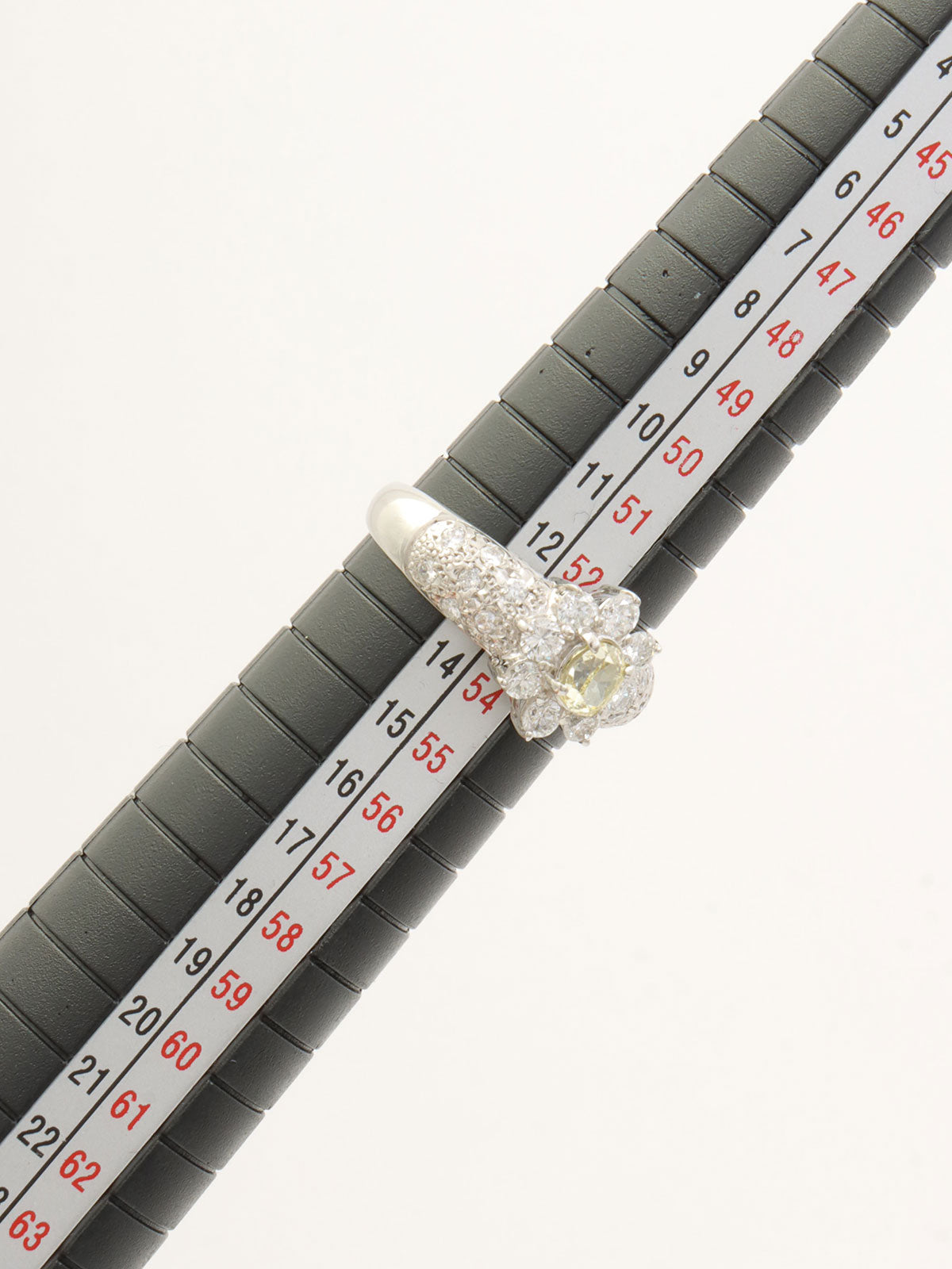 プラチナダイヤモンドフラワーモチーフリング シルバー/イエロー #13