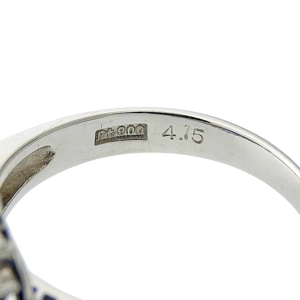 铂金蓝宝石椭圆形设计戒指 #52 银色/蓝色