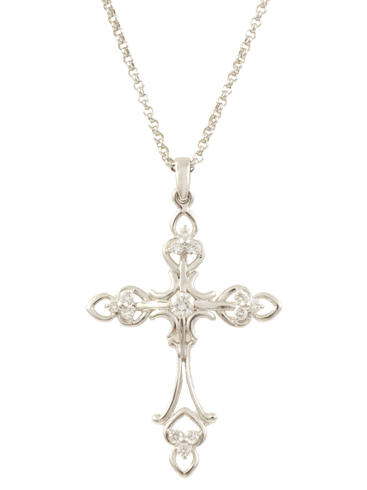 18Kダイヤモンドクロスモチーフネックレス シルバー