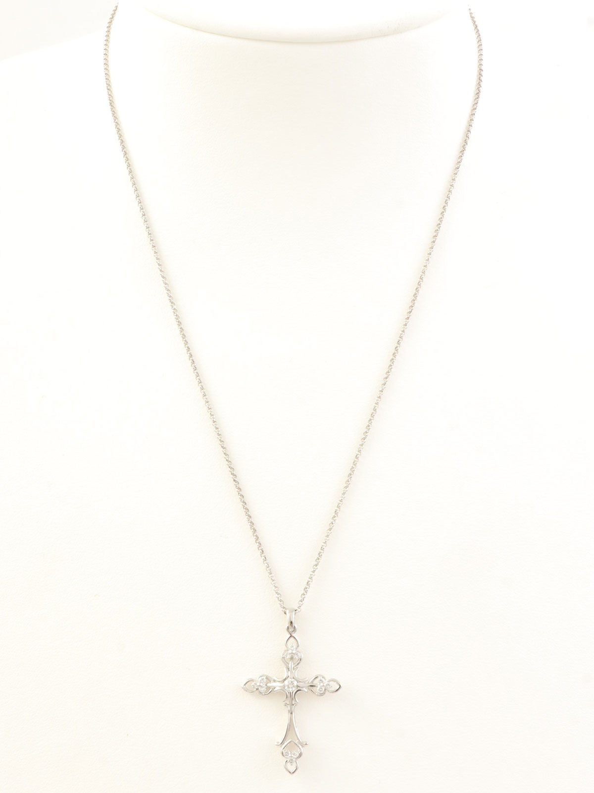 18Kダイヤモンドクロスモチーフネックレス シルバー