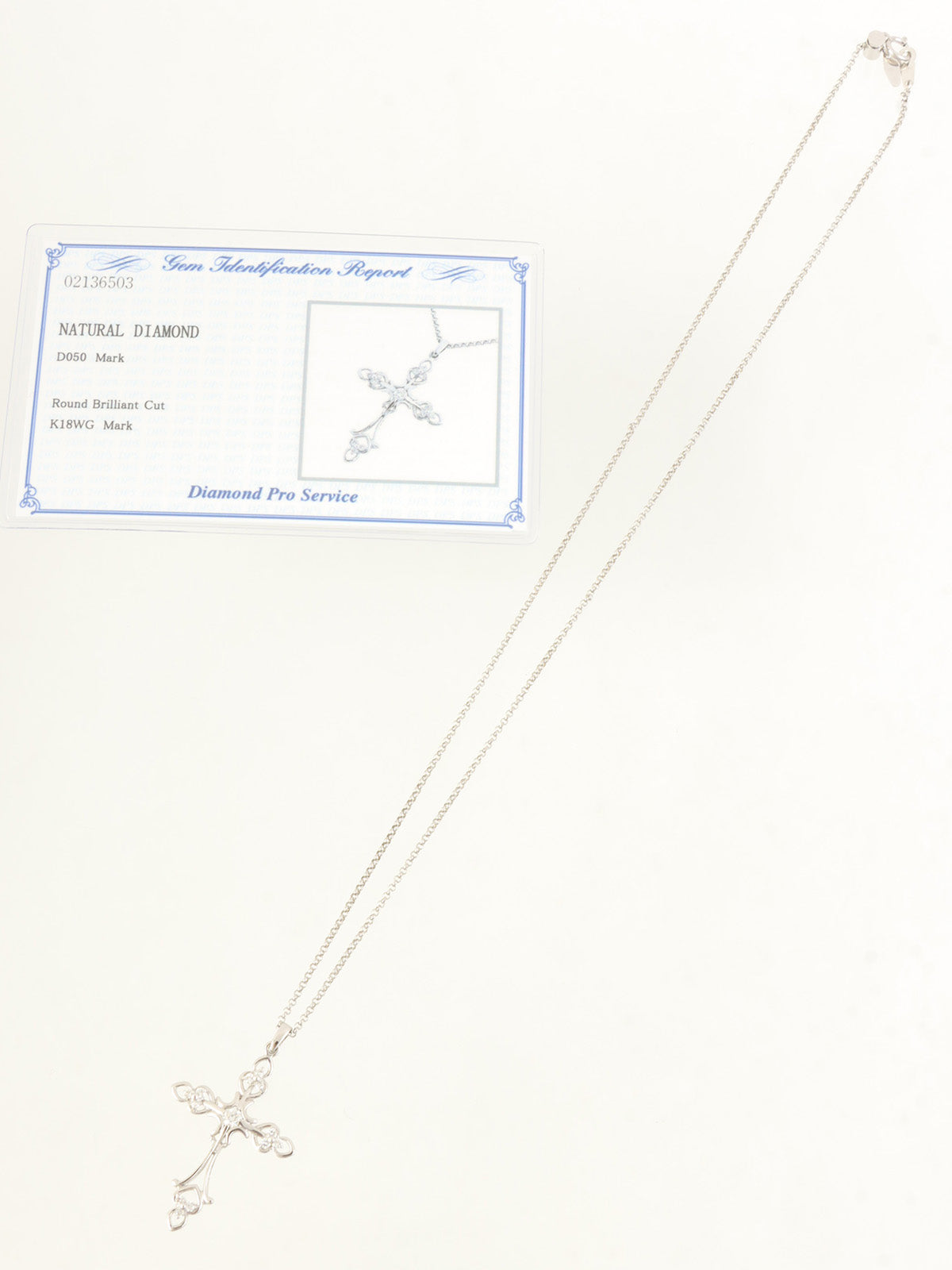 18Kダイヤモンドクロスモチーフネックレス シルバー