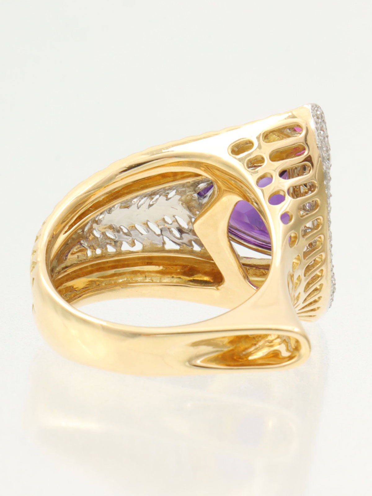 梶光夫18Kプラチナアメジストデザインリング ゴールド/シルバー/パープル