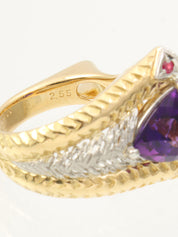 梶光夫18Kプラチナアメジストデザインリング ゴールド/シルバー/パープル