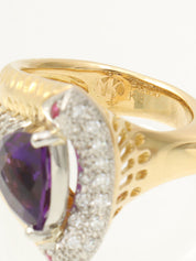 梶光夫18Kプラチナアメジストデザインリング ゴールド/シルバー/パープル