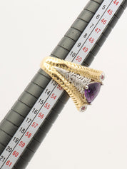 梶光夫18Kプラチナアメジストデザインリング ゴールド/シルバー/パープル