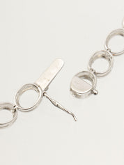 18Kガーネットダイヤモンドデザインネックレス シルバー/パープルレッド