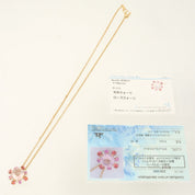18K Rose Quartz Pink Tourmaline Diamond Design Necklace Gold/Pink