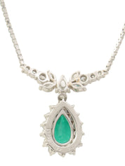 プラチナエメラルドペアシェイプネックレス シルバー/グリーン