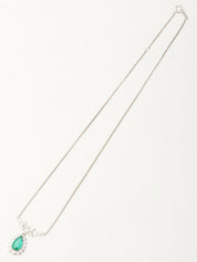 プラチナエメラルドペアシェイプネックレス シルバー/グリーン