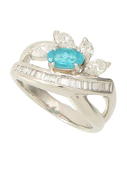 Pt900 Tourmaline Diamond Design Ring #53 Silver