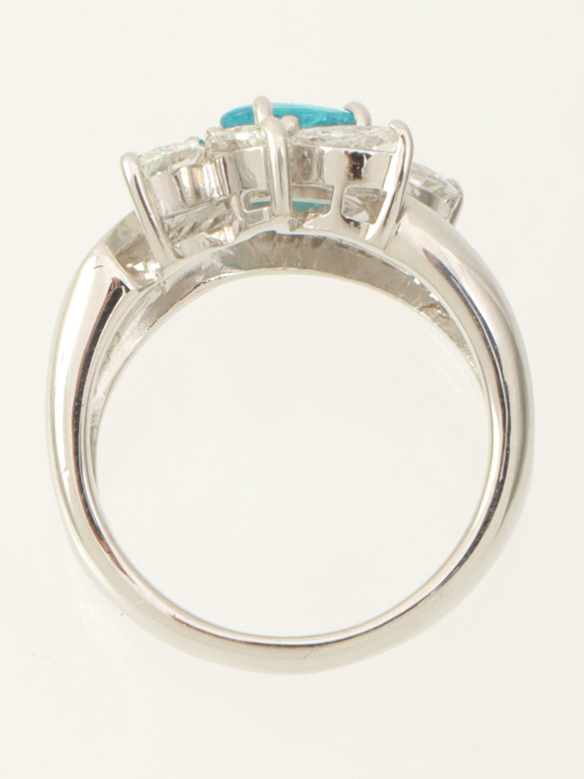 Pt900 Tourmaline Diamond Design Ring #53 Silver